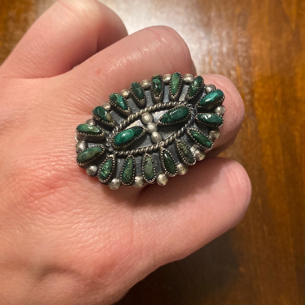 Zuni Pettie Point Ring Size 8 *Signed S.M.B. 925